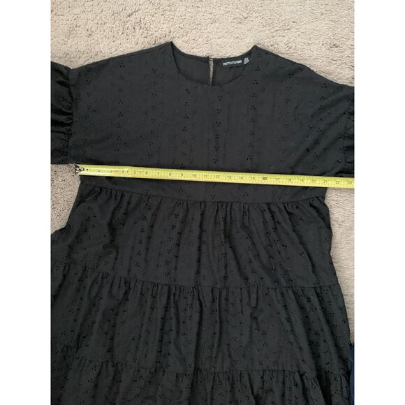 PrettyLittleThing Women Dress US12 Black Broderie Anglaise Smock CLV3671/30/68 - Picture 7 of 8
